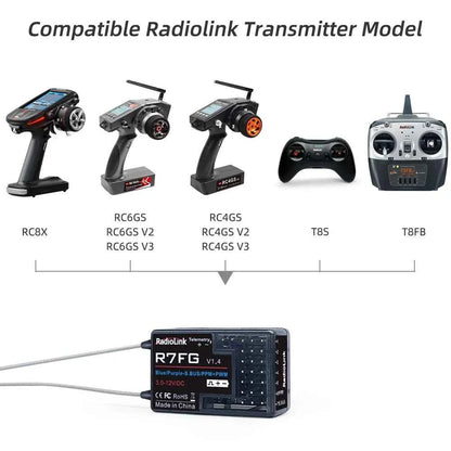 RadioLink RC Receiver R8FGH R8FG R8EF R8FM R8SM R8XM R7FG R6F R4FGM 2.4G Receiver for RC Transmitter RC8X/T8FB/T8S/RC6GS/RC4GS