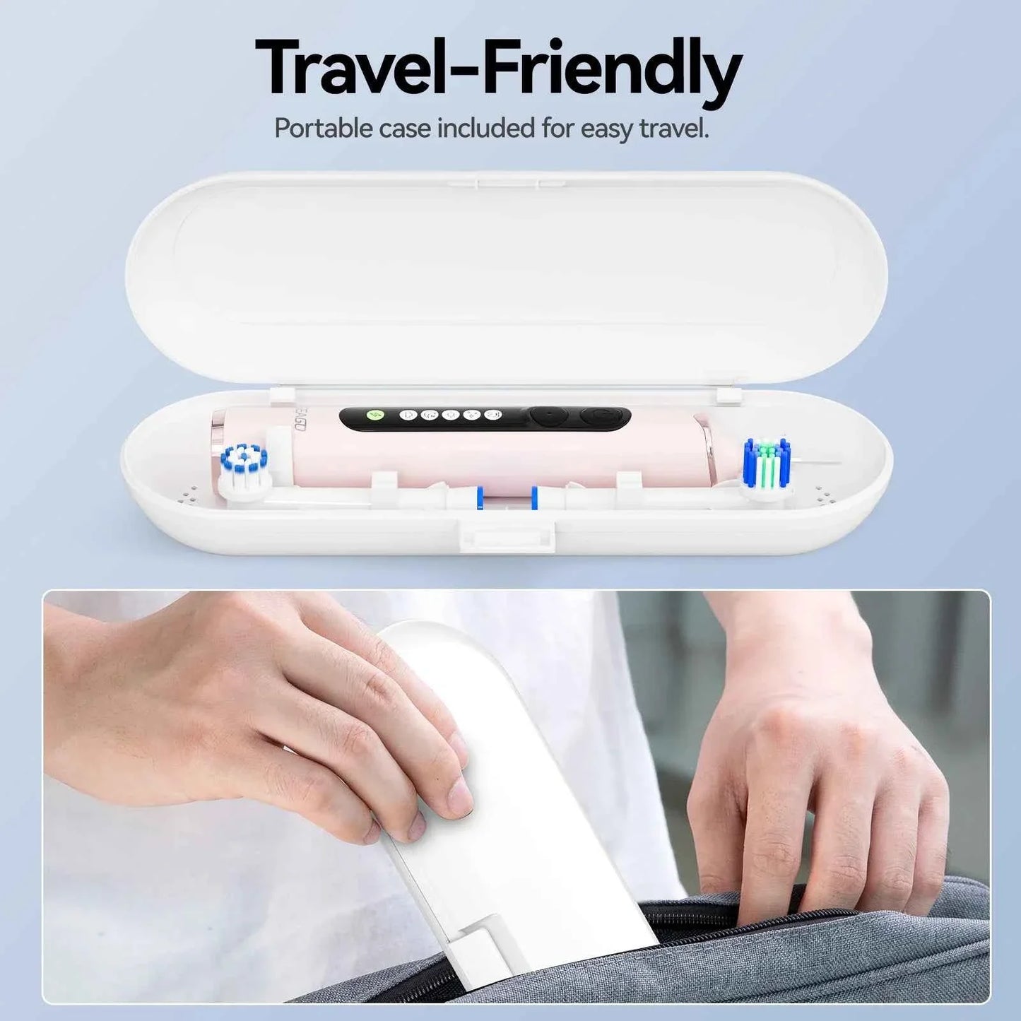 Seago Rotating Electric Toothbrush for Adults with 8 Toothbrush Heads and Travel Box Smart Display 5 Modes Waterproof SG-2607