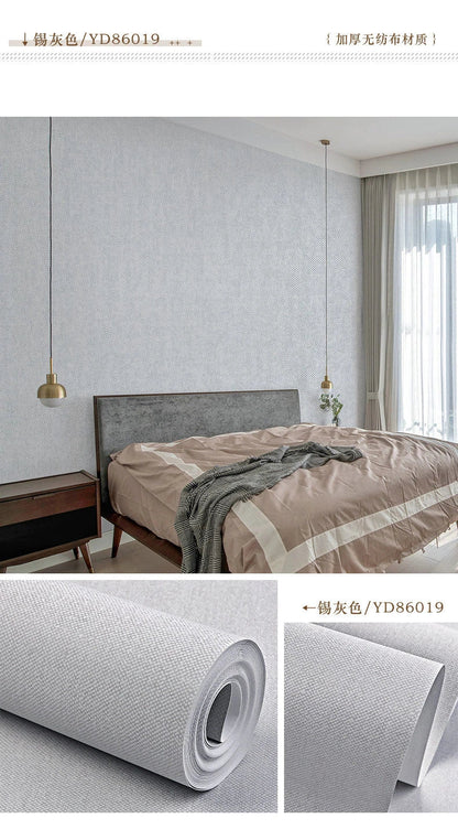 Modern Nordic Linen Textured Wallpaper – Eco-Friendly Non-Woven Solid Color Wall Covering