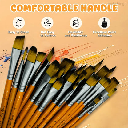 Paint Brush Set 12/48pcs Synthetic Hair for Acrylic Painting Watercolor Painting Gouache Ink Craft and Detail Painting