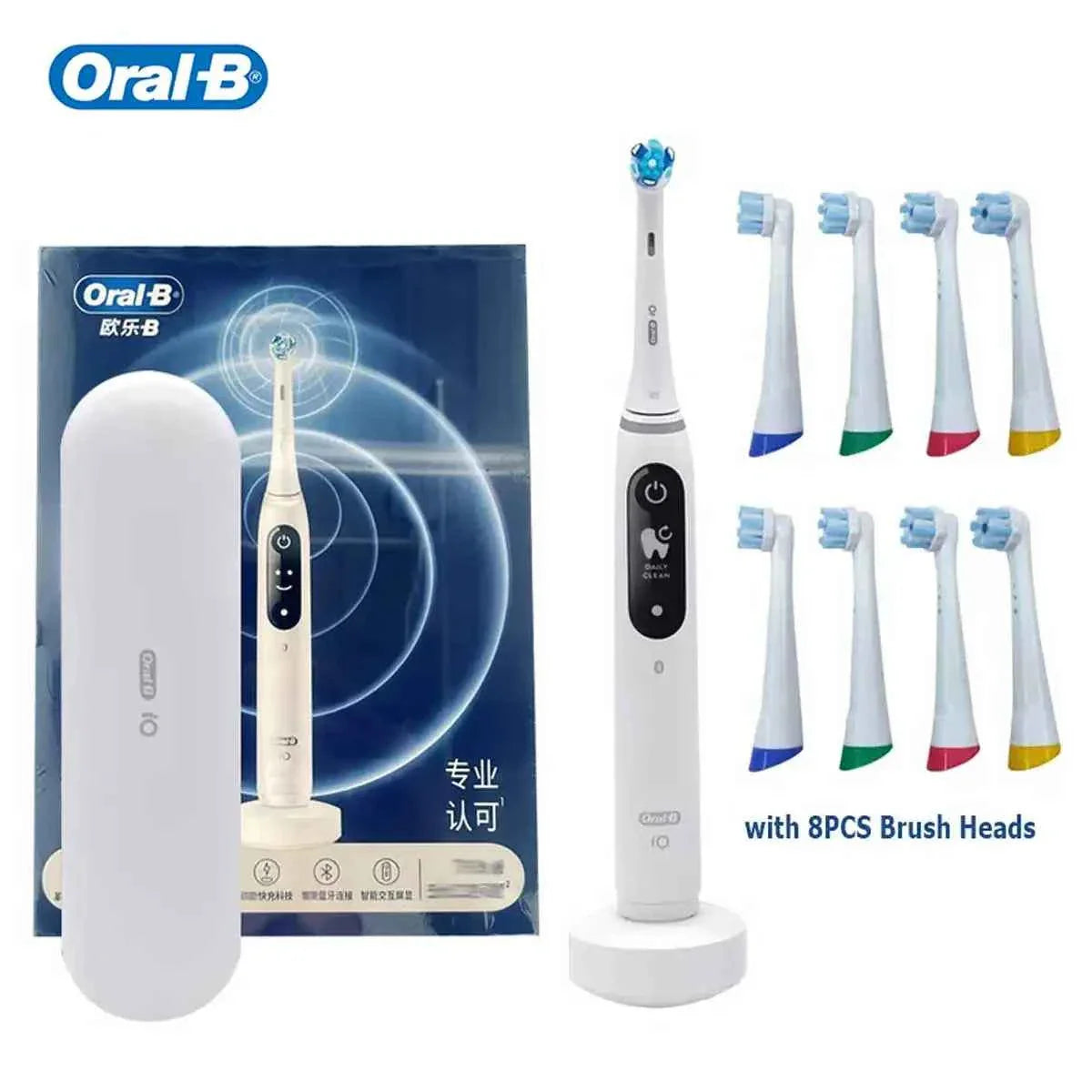 Oral-B iO7 Smart Electric Toothbrush with 5 Cleaning Modes Magnetic Technology App Connected Handle with Brush Head Travel Case