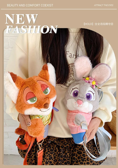 New Zootopia Doll Crossbody Bag Cartoon Judy Hopps Shoulder Bag Holiday Gift Large Capacity Portable Storage Commuter Bag