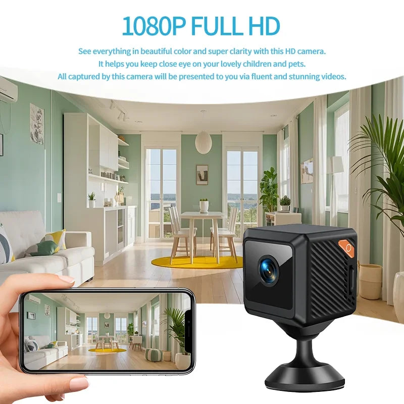 W02 Subminiature 1080P HD WiFi Security Camera - Mini Smart Home Surveillance with Night Vision & Motion Detection