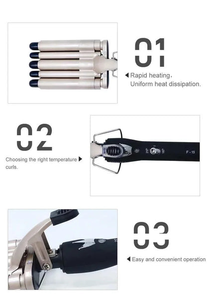 5 Barrel Hair Curler For Long Hair Professional Salon Dual Voltage Hair Curler Wavy Tourmaline Wave Maker 5 Barrels Curling Iron