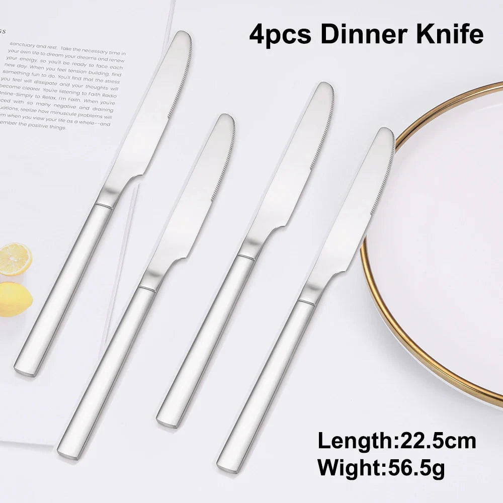 Elegant Thin Silver Cutlery Set - Mirror Polished Stainless Steel Tableware