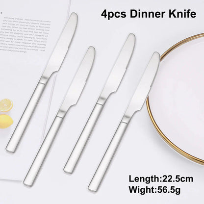 Elegant Thin Silver Cutlery Set - Mirror Polished Stainless Steel Tableware