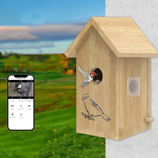 Wooden Birdhouse for Outdoor Bird Nests House for Parrots and Swallows Custom Wifi Smart Wooden Bird House Bird Cage With Camera