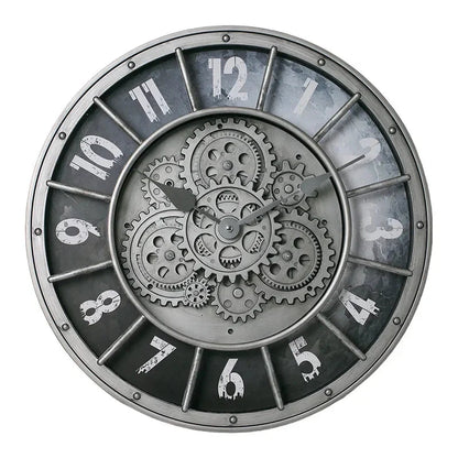 Retro Industrial Roman Wall Clock  Gear Rotation Clock Living Room Decorative Wall Clock Stylish Silent Wall Clock Quartz Clock
