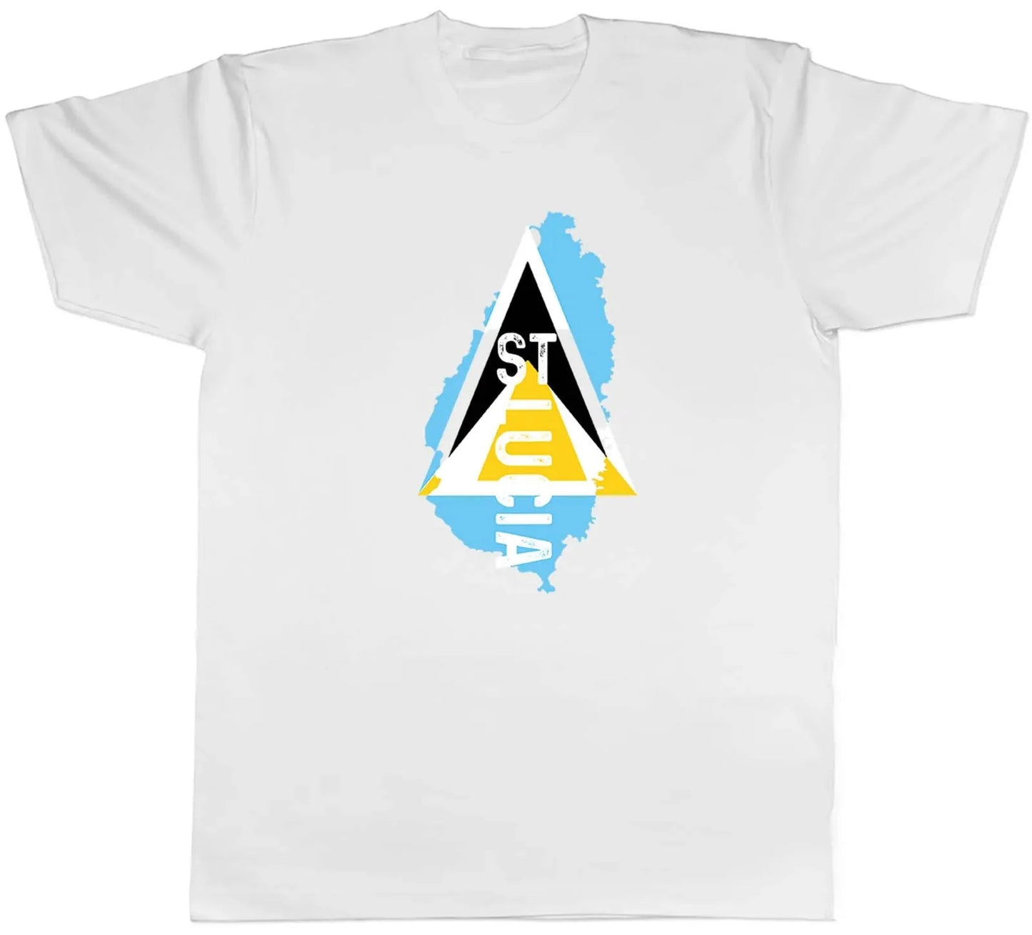 St Lucia Mens T-Shirt Travel Map Flag Unisex Tee Gift Men's T-shirt Summer Pure Cotton Men's T-shirt