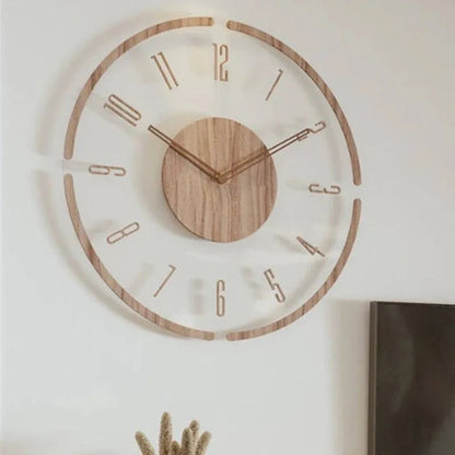 Hot Wall Clock Living Room Decoration Solid Wood Creative Silent Nordic Simple Quartz Clock Luxury Wall Watch Decor Fashion