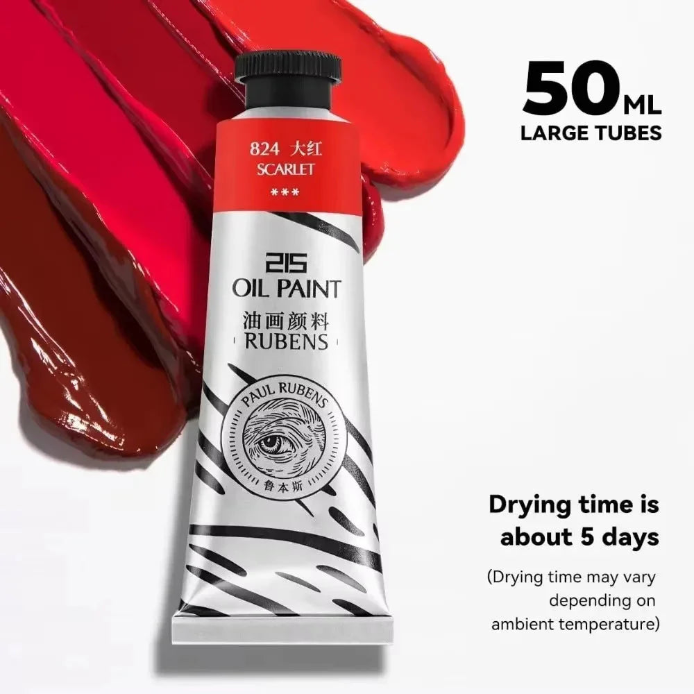 Paul Rubens Oil Paint 20 Colors 50ml Professional Oil Based Paint High Saturation Creamy Texture for Artists Beginners