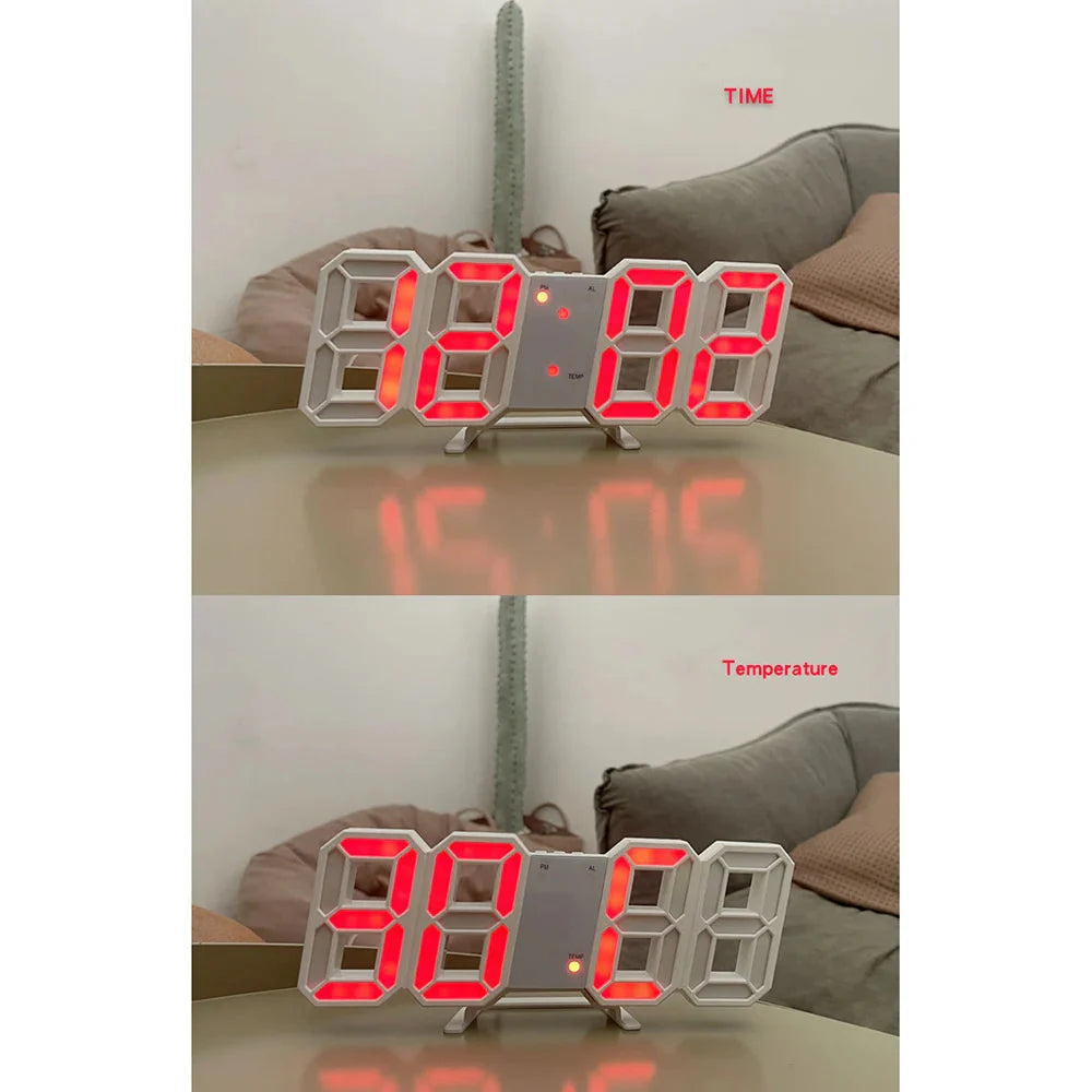 3D LED Digital Clock 12/24H Time Display Colorful Clock for Office/Living Room/Meeting Room/Kitchen