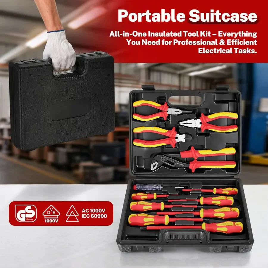 Insulated Screwdriver amp Pliers Set, 1000V Electrical Tools for Electrician Magnetic Phillips Slotted Pozidriv Tips