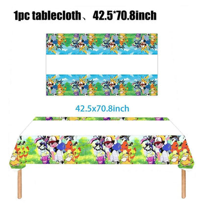 Pokemon Birthday Party Decorations Paper Tableware Plates Napkins Cups Pikachu Birthday Tablecloth Party Supplies Children Gifts