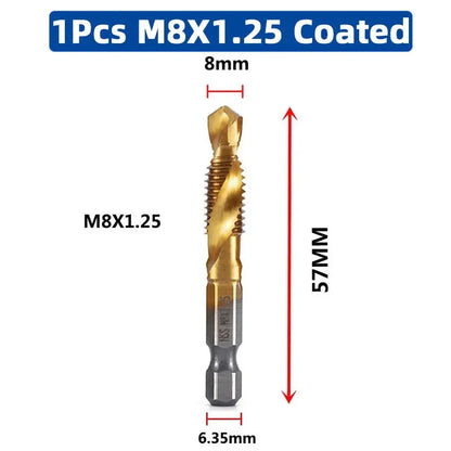 LiYu Shank Titanium Plated HSS Screw Thread Metric Tap Drill Bits Screw Machine Compound Tap M3 M4 M5 M6 M8 M10 Hand Tools