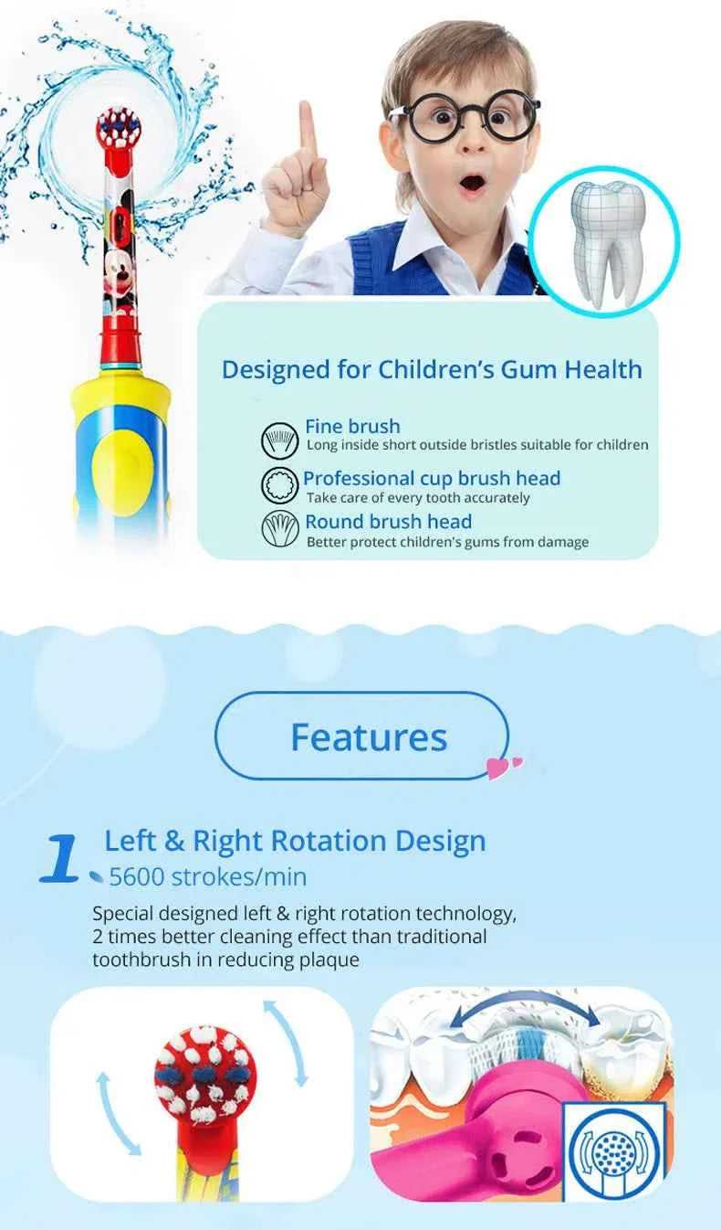 Oral B Children Electric Toothbrush Heads Frozen Utral Soft Tooth Brush Heads Round Brush Heads 2/3/4 hedas for 3-12 years old