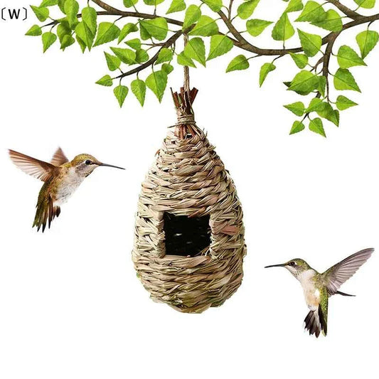 〔W〕Birds Nest Outdoor Hand-weaved Decorative Bird House Bird Cage Shelter Weaved Hanging Parrot Nest Creative Handmade Bird Cage