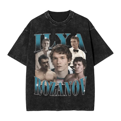 Mens T Shirt Ilya Rozanov 81 Boston Raiders Hudson Williams Washed T-Shirts Hipster  Summer Tee Shirt Y2K Funny Cotton Tops