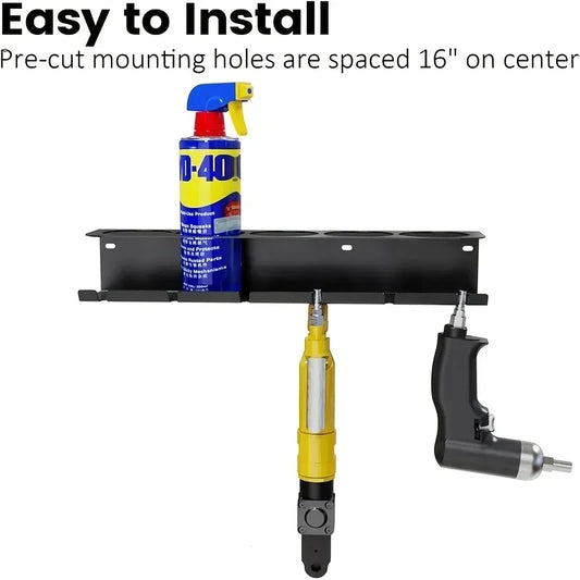 Pneumatic Tool Holder and Aerosol Rack Combo, Wall Mounted Metal Spray Can Bottle Holder Air Tool Organizer Rack for Garages