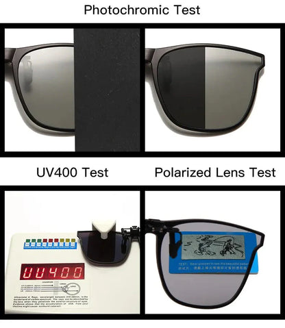 Polarized Clip On Sunglasses Men Photochromic Car Driver Goggles Night Vision Glasses Anti Glare Vintage Square Glasses