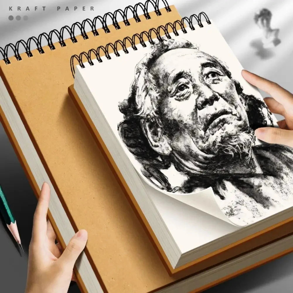 High Quality Kraft Paper Art Sketchbook A4/8K/16K/32K/A3 Flip-up Drawing Notepad 30Sheets/60Pages Spiral Notebook Art Supplies