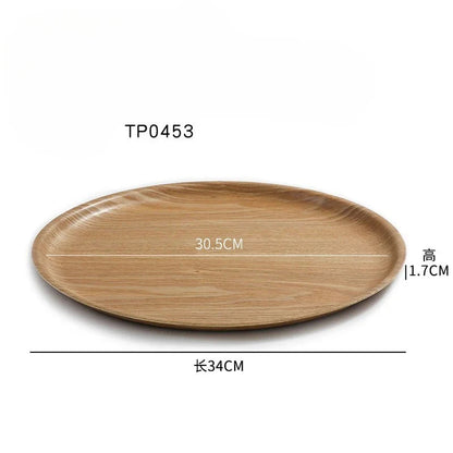 Handcrafted Round Solid Wood Dining Plate - Water Chestnut Wood Serving Tray for Breakfast, Coffee & Desserts