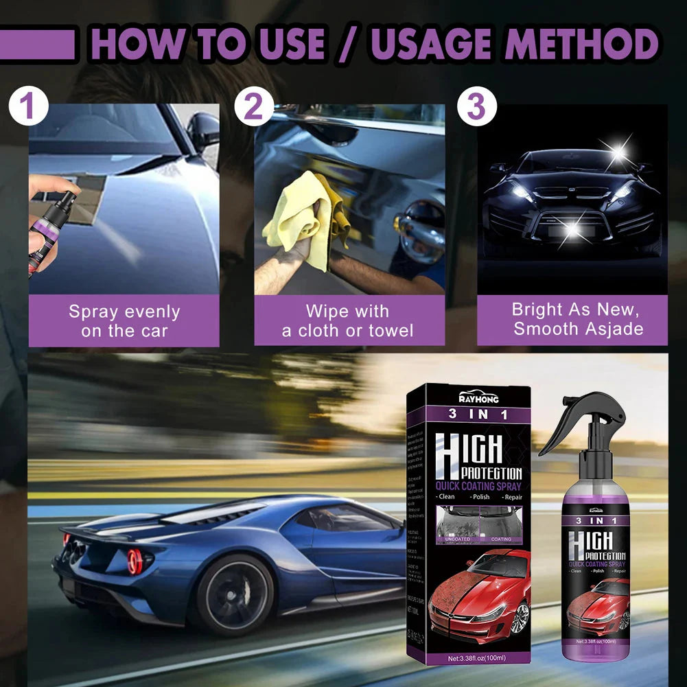 3 In 1 Car Ceramic Coating Spray High Protection Shine Armor Ceramic Car Wash Car Shield 30/100ml Polishing Spraying Wax Tools