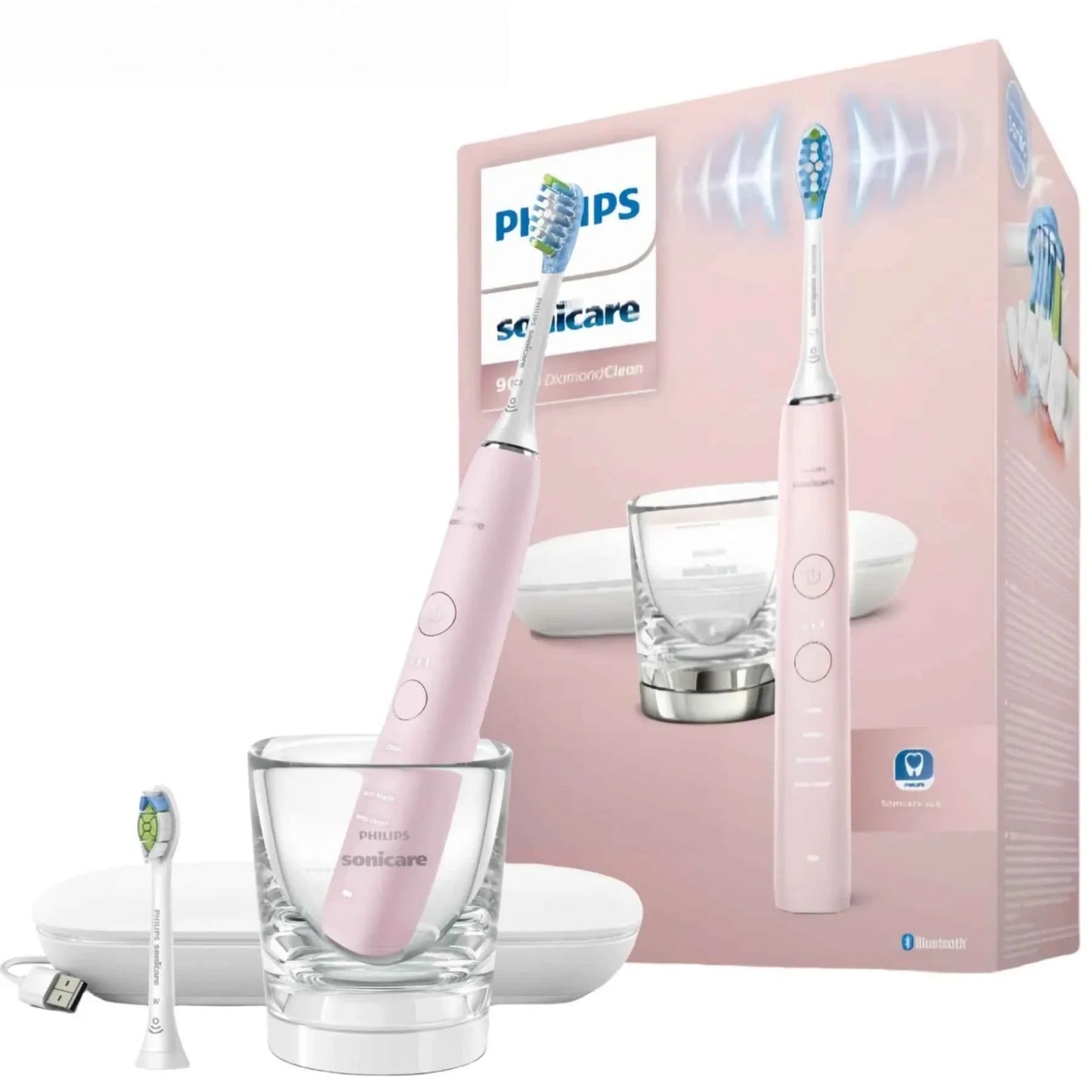 Philips Electric toothbrush Sonicare DiamondClean 9000 HX9912, Bluetooth enabled,Equipped with one W2 and one C3 brush head