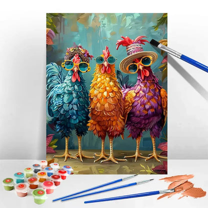 Pictures By Numbers Chicken Animal Paint Kit For Adults Digital Painting Oil Painting For Living Room Home Interesting Gift