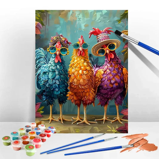 Pictures By Numbers Chicken Animal Paint Kit For Adults Digital Painting Oil Painting For Living Room Home Interesting Gift