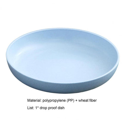 Wheat Fiber Plate Microwave Plastic Plates Dinner Plate BPA Free Food Grade Round Shape Food Dish Fruit Salad Dish Kitchen Plate