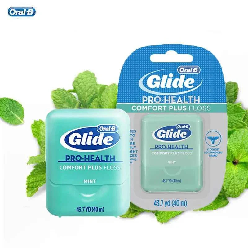 Oral B Glide Plus Floss Ultra Soft Dental Flosser Mint Flavor Comfortable Wide Flat Deep Cleaning Floss 40M