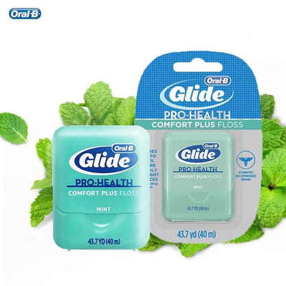 Oral B Glide Plus Floss Ultra Soft Dental Flosser Mint Flavor Comfortable Wide Flat Deep Cleaning Floss 40M