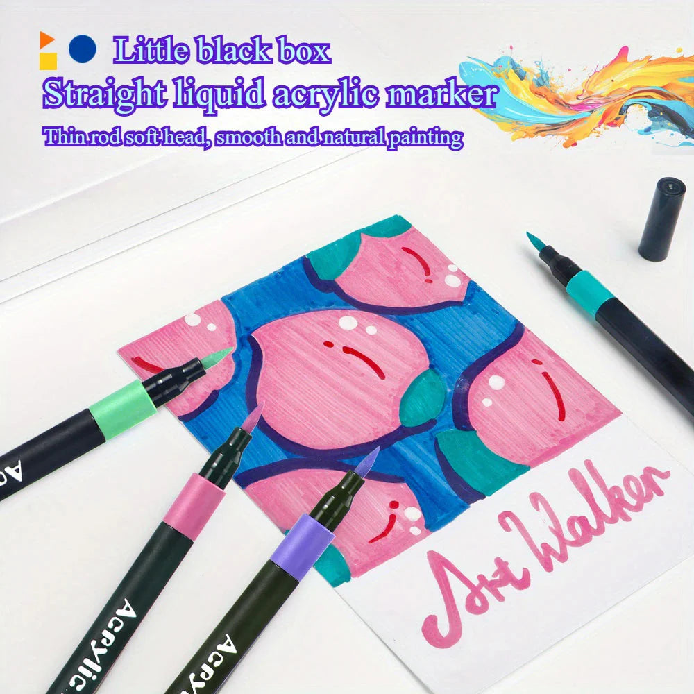 12/24/36/48 Colors Art Acrylic Markers Waterproof For Painting Wood Stone DIY Student Gift Art Stationery School Supplies