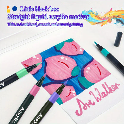 12/24/36/48 Colors Art Acrylic Markers Waterproof For Painting Wood Stone DIY Student Gift Art Stationery School Supplies