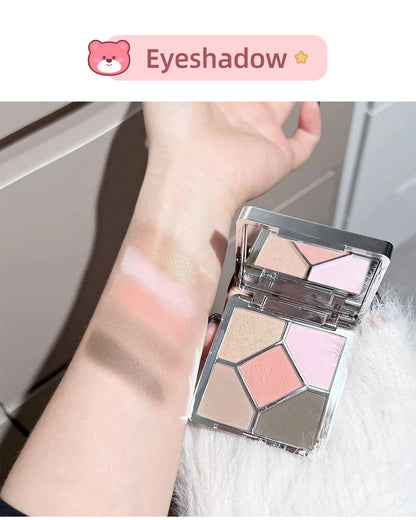 ART VALUE 7PC Makeup Sets Include 3 Colors Matte Lip Mud,1 Pressed Powder,1 Blush,1 Eyes Palette,1 Necklace Beauty Makeup Sets