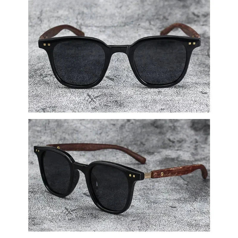 Sunglasses for Men Women Trendy Retro Wood Grain Polarized UV Protection Eyewear Cycling Outdoor Street Photography Sunglasses