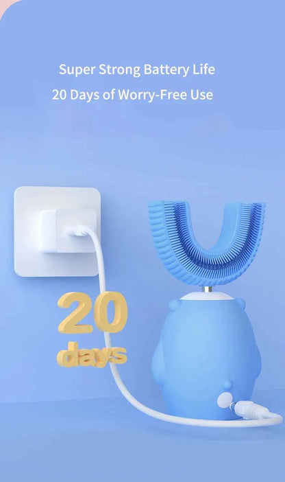 360° Sonic Electric Toothbrush U Shape Rechargeable for Kids Children Automatic Silicone Tooth Brush Smart Timer Blue Light IPX7