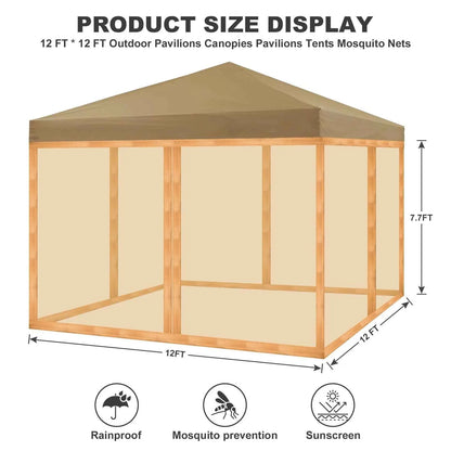 Gazebo Universal Replacement Mosquito Netting Outdoor Gazebo Canopy 4-Panel Screen Walls with Zipper (Mosquito Net Only)
