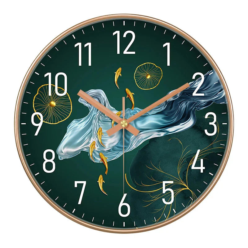 Simple Luxury Quartz Clock Hanging Wall Fish Decoration Modern Style Restaurant Living Room Home Decor Clock 8 10 12 Inche