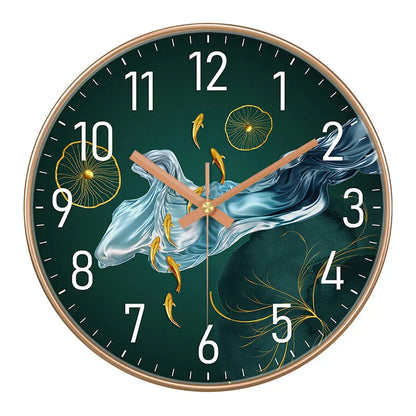 Simple Luxury Quartz Clock Hanging Wall Fish Decoration Modern Style Restaurant Living Room Home Decor Clock 8 10 12 Inche