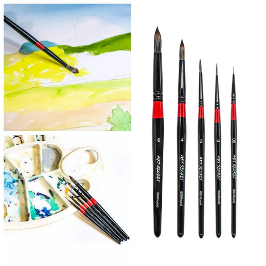 Artsecret Round Drawing Brush Set Professional Synthetic Hair Oil Watercolor Acrylic Paint Brushes Painting Art Supplies 800R