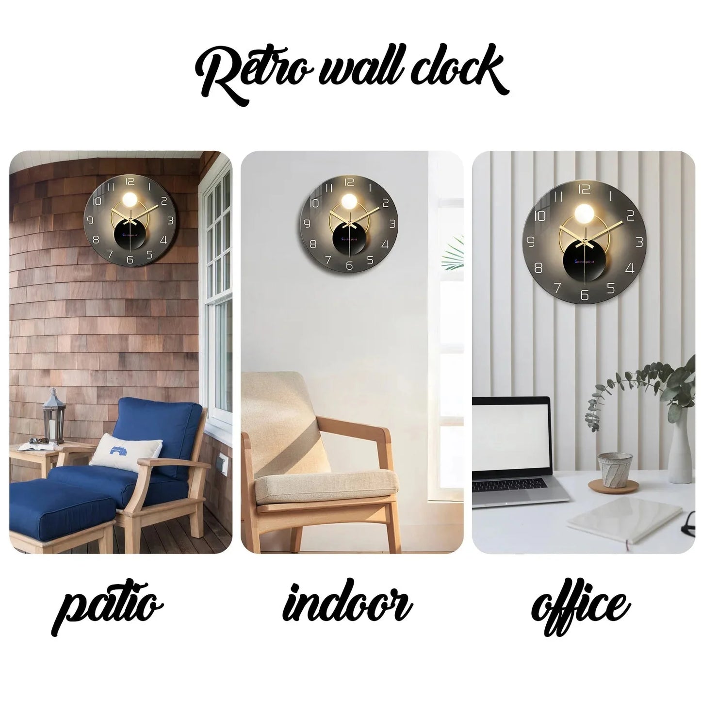 Light Luxury Simple Light and Shadow Flat Pattern Tempered Glass Wall Clock Living Room Bedroom Kitchen Home Decoration Wall Clock Silent Quartz Clock Holiday Gift 12 Inches 14 Inches 16inch (Without Batteries)