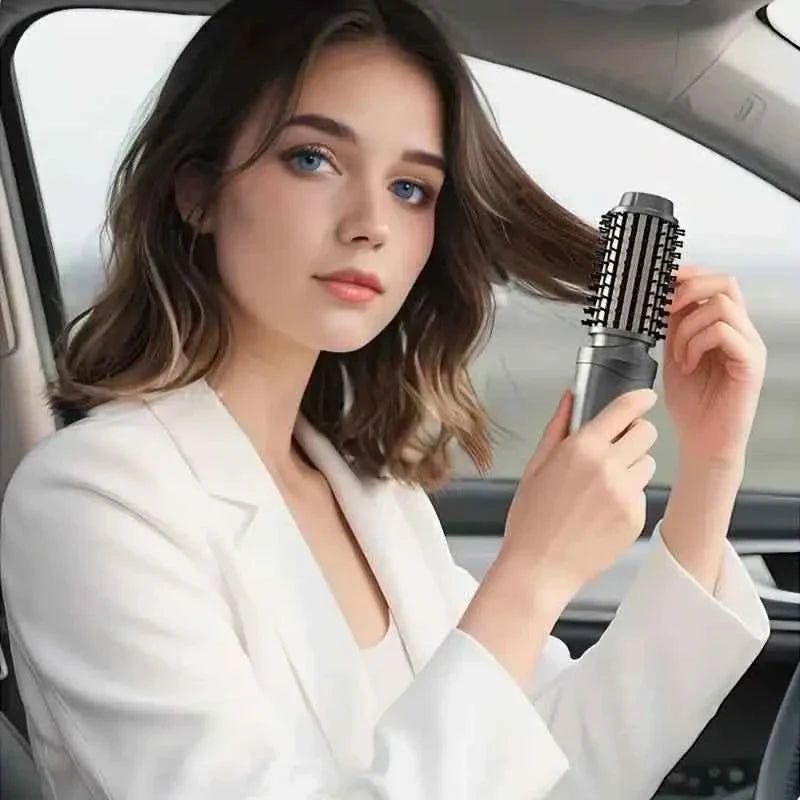 NewCordless Hair Curling Iron Brush USB Rechargeable Travel Heated Round Brush 2-in-1 Electric Hair Curling Wand Styling Tools