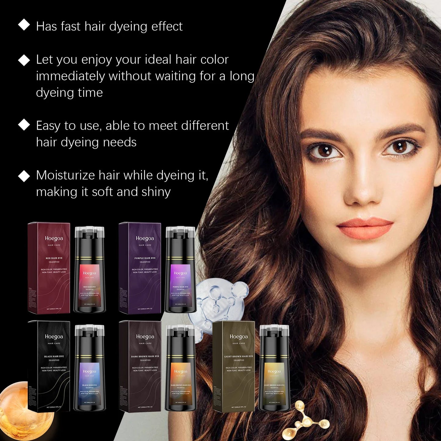 Hair Dye Shampoo for Gray White Hair Coverage 3 in 1 Light Brown DIY Herbal Ingredients Natural Hair Color Shampoo for Women Men