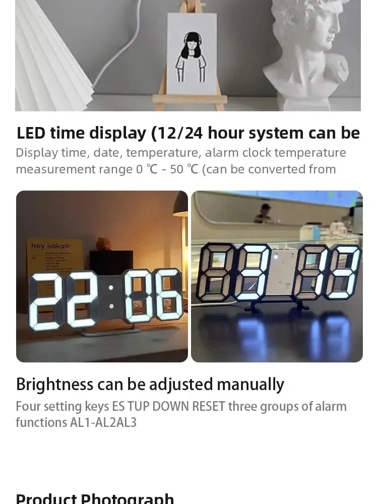 Multifunctional USB Ported LED 3D Digit Style Digital Clock