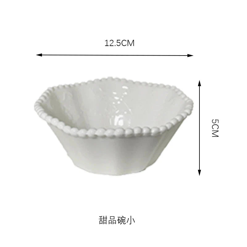 Ceramic Pearl Plates & Bowls Set - Practical Breakfast Tableware, Perfect for Modern Home Dining & Daily Use