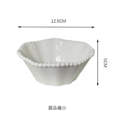 Ceramic Pearl Plates & Bowls Set - Practical Breakfast Tableware, Perfect for Modern Home Dining & Daily Use