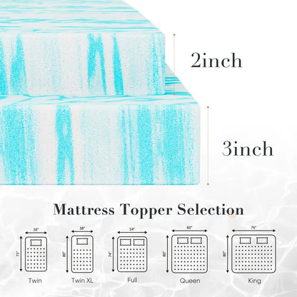 JHK 2 Inch Gel Memory Foam Mattress Topper Full Size Cooling Mattress Soft and Breathable Bed Topper School Bedroom Furniture