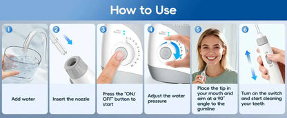 Home Water Flosser, 600 ml Large Capacity,10 Adjustable Pressures,6 Home Nozzles Professional Oral Irrigator for Teeth Clean